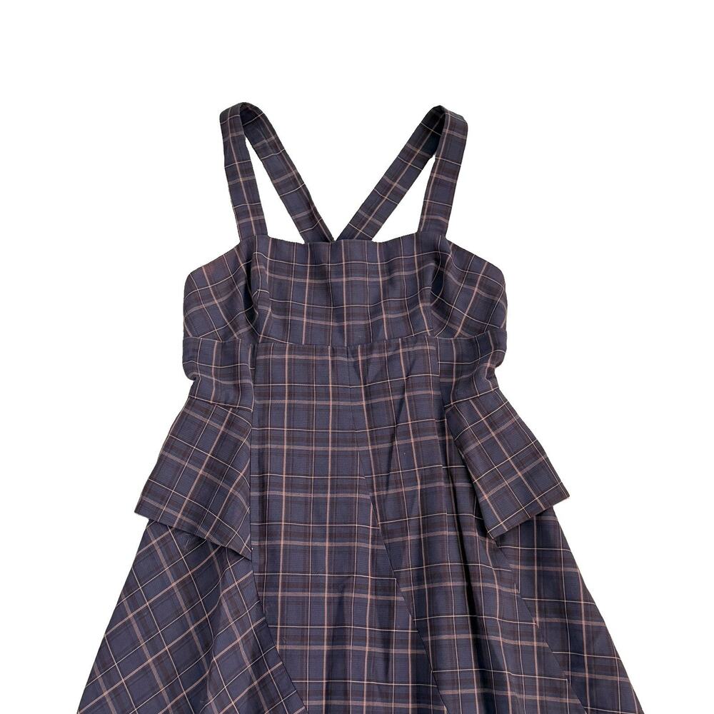 BCBG Max Azaria Womens Plaid Smocked Back Dress Academia Lined 6 Preppy - Picture 2 of 12